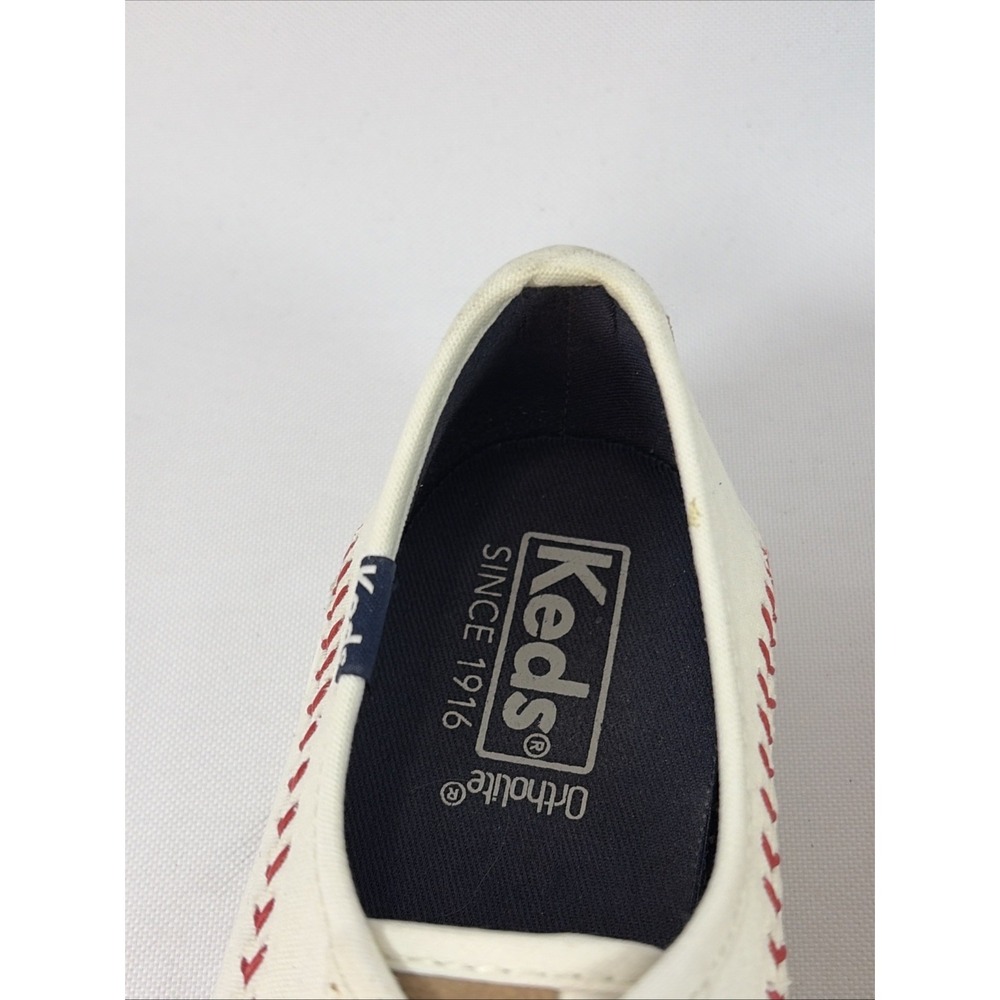 Keds Kickstart Pennant Shoes Women's Sz 9.5 Off White Baseball Stitched Comfort - Picture 11 of 14